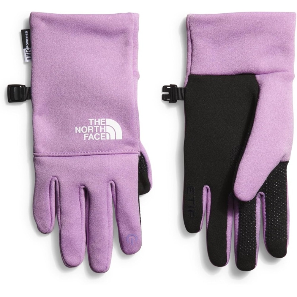 The North Face Girl’s Lavender and Black Etip Gloves Medium Size